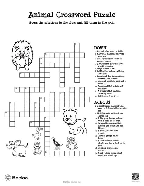 animal crossword puzzle clue|animal themed crossword puzzles.